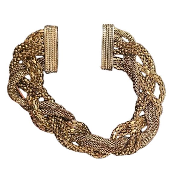 Vintage Magnetic Mesh Ropes Gold Tone Bracelet - Picture 1 of 13